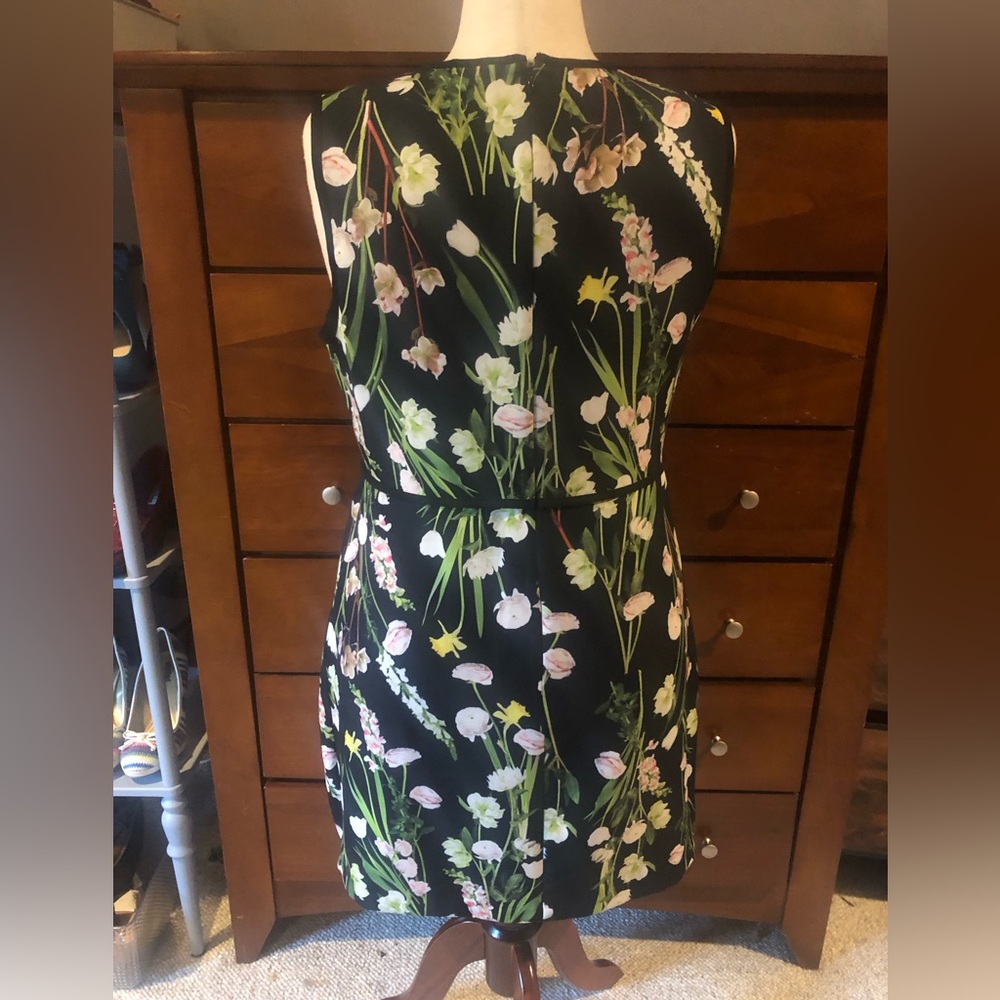 Victoria Beckham Black Floral Sleeveless Mini Dress - Pink & Green